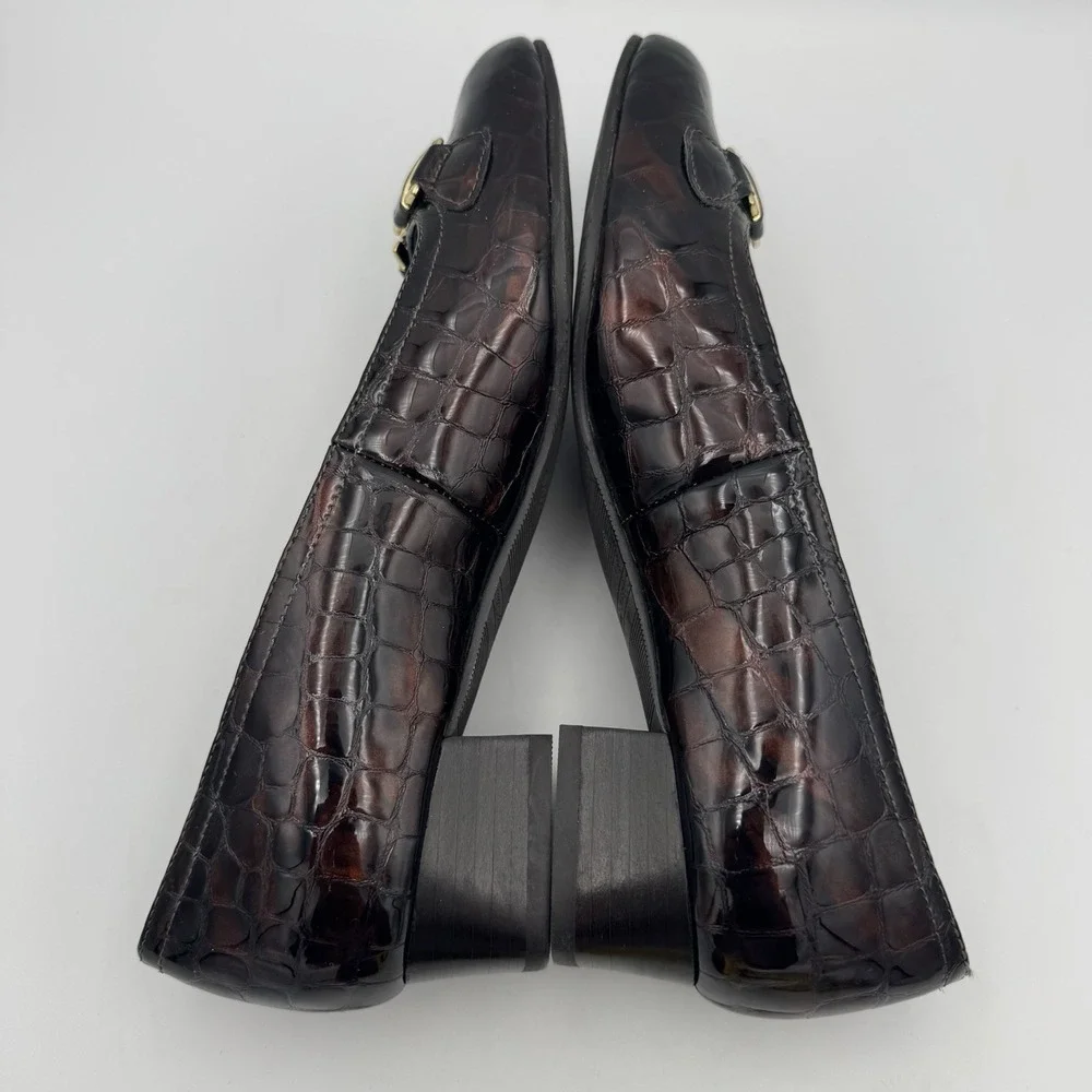 Mark Lemp‎ Walking Cradles Classics 6.5M Brown Croc Embossed Slip-On Loafers